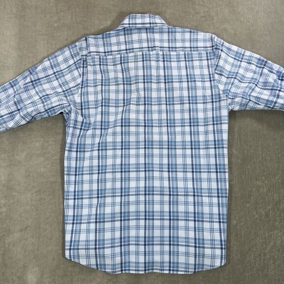 Tailorbyrd Mens Medium Blue Plaid Button Down Shirt - Picture 6 of 6